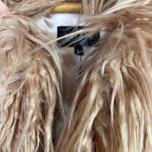 1.State 1State Faux Fur Shaggy Cropped Jacket Mauve Rose Pink Glam Fun womens L - Picture 8 of 17